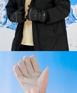 Rechargeable heated winter gloves, smart touch screen waterproof thermal gear for outdoor sports.