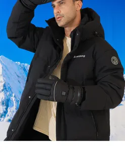 Heated winter gloves for outdoor sports, waterproof, touch screen, rechargeable warm gear.