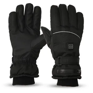 Waterproof heated winter gloves with smart rechargeable battery for outdoor sports.