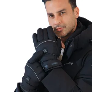 Men winter heated gloves waterproof USB rechargeable touch screen thermal outdoor sports gear.