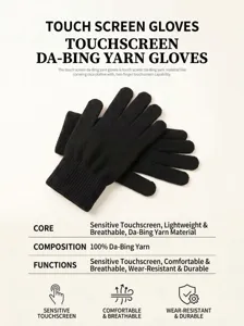 Schwarze gestrickte Touchscreen-Handschuhe fur Herbst und Winter, atmungsaktiv.