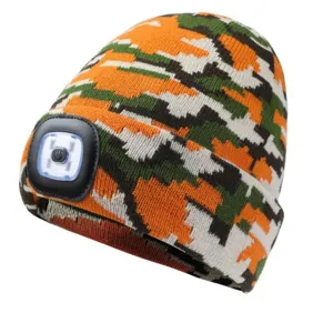 Volwassen Winter Warm Gebreide Beanie Mutst Met LED Verlichting Oplaadbare Hoofdlamp Outdoor Nacht Veiligheid Doppen Voor Mannen Vrouwen