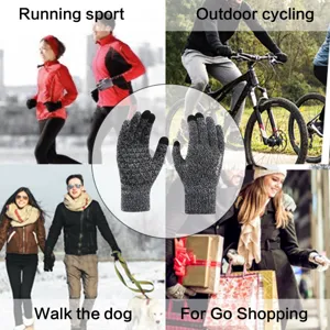Gants d'hiver thermiques en tricot tactile pour cyclisme et course en plein air.