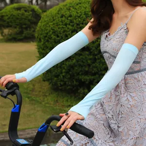 Summer outdoor sun protection ice silk sleeves, breathable arm covers for sports and cycling.