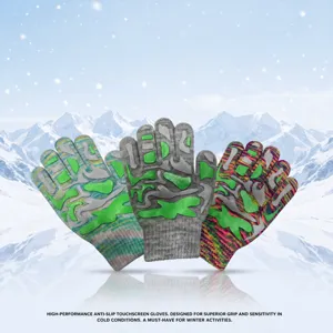 Kids Winter Warm Knitted Gloves Anti-Slip Acrylic Thermal Full Finger Gloves For Children Outdoor Sports Cold Weather Gear