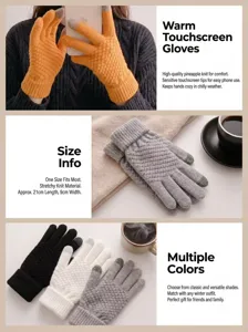 Damen Winter warme Touchscreen Strickhandschuhe mit Ananasmuster für kalte Tage im Freien.