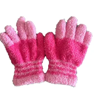 Guantes de invierno suaves para mujer mitones de punto de vellón coral cálidos para frío