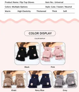 Cozy plush knit flip gloves for winter warmth, soft half-finger design with convertible cover.