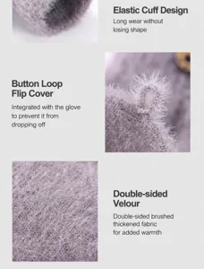 Winter warm half finger flip cover gloves plush thickened knit gloves for outdoor daily wear.