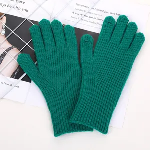 Effen gebreide handschoenen voor dames in de winter, touchscreen, warm en stijlvol.