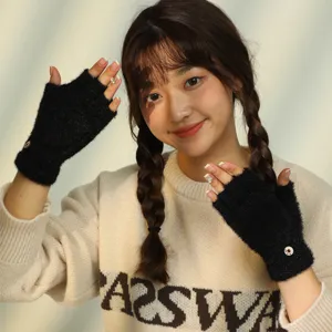 Süsser neuer Herbst Winter Strick warmer fingerloser Wollhandschuh lässige Mode halbe Handschuhe