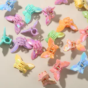 Set di mini fermagli per capelli a farfalla in vivaci colori caramella olografici