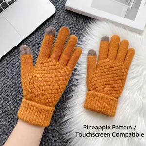 Warme Damen Winter Strick Touchscreen Handschuhe, gefuetterte Thermo Radhandschuhe neu.