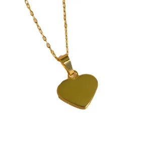 Gold heart pendant necklace for women, minimalist stainless steel fashion jewelry.