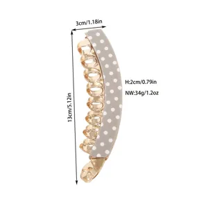 Acetate polka dot banana hair clip 13cm long for ponytail styling and secure hold