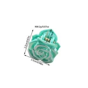 Dettaglio molletta per capelli a rosa verde menta da 2,5 cm con peso e dimensioni