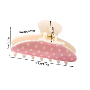 Guide détaillé des tailles montrant les mesures de la pince à cheveux à pois rose