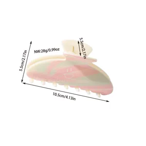 Détail montrant les dimensions 10,5 cm de long et 5,5 cm de haut pour pince à cheveux