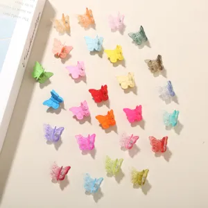 Multicolor Butterfly Mini Hair Claw Clips 2cm PS Plastic Lacquered Gradient Hair Grips For Women Kids Daily Braiding Accessories
