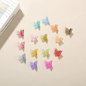 Variety pack of 2cm colorful butterfly mini hair claw clips for girls and women accessories.
