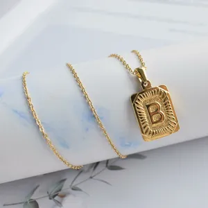 Gold stainless steel square letter B pendant necklace fashion minimalist hip hop jewelry accessories