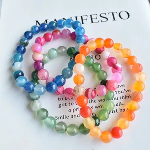 Colorful natural stone beaded stretch bracelets 8mm gemstone jewelry handmade accessory