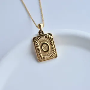 Gold stainless steel letter O pendant necklace geometric square charm fashion jewelry