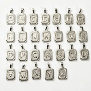 Stainless steel initial letter pendant necklace jewelry DIY alphabet charms sets.