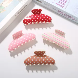 Vue détaillée de quatre pinces à cheveux à pois de 10,5 cm en matériau ABS haute qualité