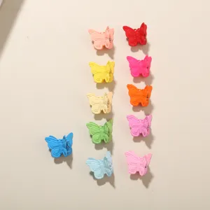 Vibrant set of colorful 2cm plastic butterfly hair claw clips for versatile styling.