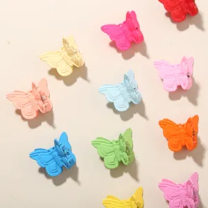 Set of multi-colored 2cm plastic butterfly mini claw clips for creative hair styling