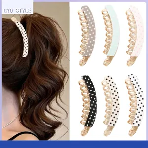 Large Cellulose Acetate Polka Dot Banana Clip For Women Korean Style Ponytail Holder Hair Claw Minimalist Hair Accessory
