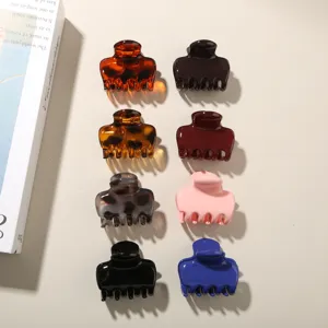 Pinza para el Cabello de Mujer Estilo Coreano Retro de Poliestireno con Estampado de Leopardo Color Sólido Lacado Accesorio para el Pelo