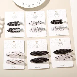 Advanced Sense Acetate Hair Clip 2-Piece Set Korean Style Polka Dot Leopard Print Barrette Duckbill Hairpin For Women Girls