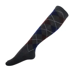 Argyle knee high socks for women, classic diamond pattern retro long socks for autumn.