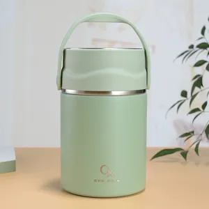 Tragbarer minimalistischer Thermobehälter in Hellgrün mit Tragegriff und CX Markenlogo