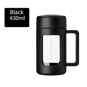 Premium schwarzer 430ml Glas Teebereiter mit komfortablem Griff und Sichtfenster
