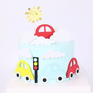Decorazione Creativa per Torta in Schiuma EVA a Forma di Cartone Animato Aereo Auto Sole Nuvola per Feste di Compleanno per Neonati