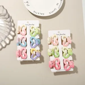 Lot de 6 pinces à cheveux douces en forme de cœur dégradé macaron sur présentoirs
