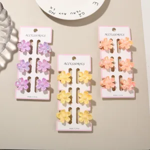 Schattige Mini Bloem Haarklemmen Set Voor Meisjes Snoepkleuren Plastic Geschilderde Haarspelden Bloemen Pony Clips Haaraccessoires Voor Kinderen