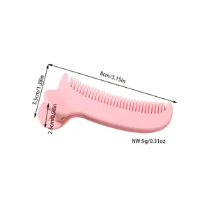 Detail view showing dimensions of the pink hair clip comb with 8cm length