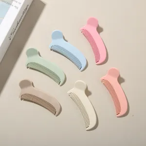 Detailed view of colorful macaron hair clip combs for styling side bangs and stray hair