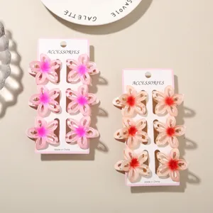 Detailweergave van sets van 6 haarklemmen met frangipani-bloemen van 4cm