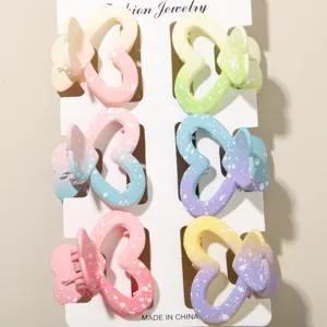 Lot de 6 pinces à cheveux en forme de coeur de 4,5 cm avec design dégradé moucheté