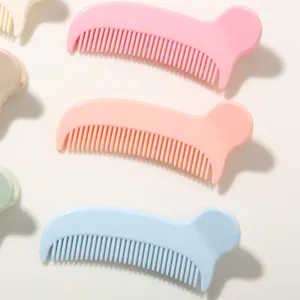 Detailed view of colorful plastic hair clip combs for styling and fixing side bangs.