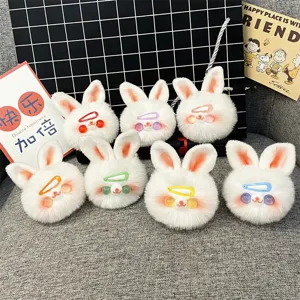 Cute Plush Bunny Keychain Cartoon Faux Fur Rabbit Doll Bag Pendant Car Keyring Gift For Women Girls Accessories