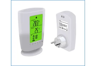 European smart wireless thermostat socket with digital display and timer control unit.