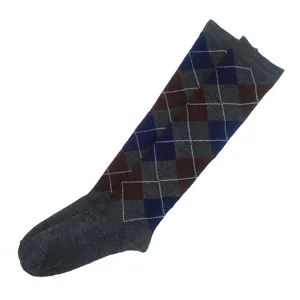 Women argyle knee high socks vintage British style long tube hosiery spring autumn daily wear