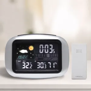 Multifunctional Color Screen Wireless Weather Clock Indoor Outdoor Temperature Humidity Monitor Alarm Clock