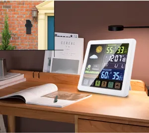 Wireless color weather station thermometer hygrometer indoor outdoor touch screen display